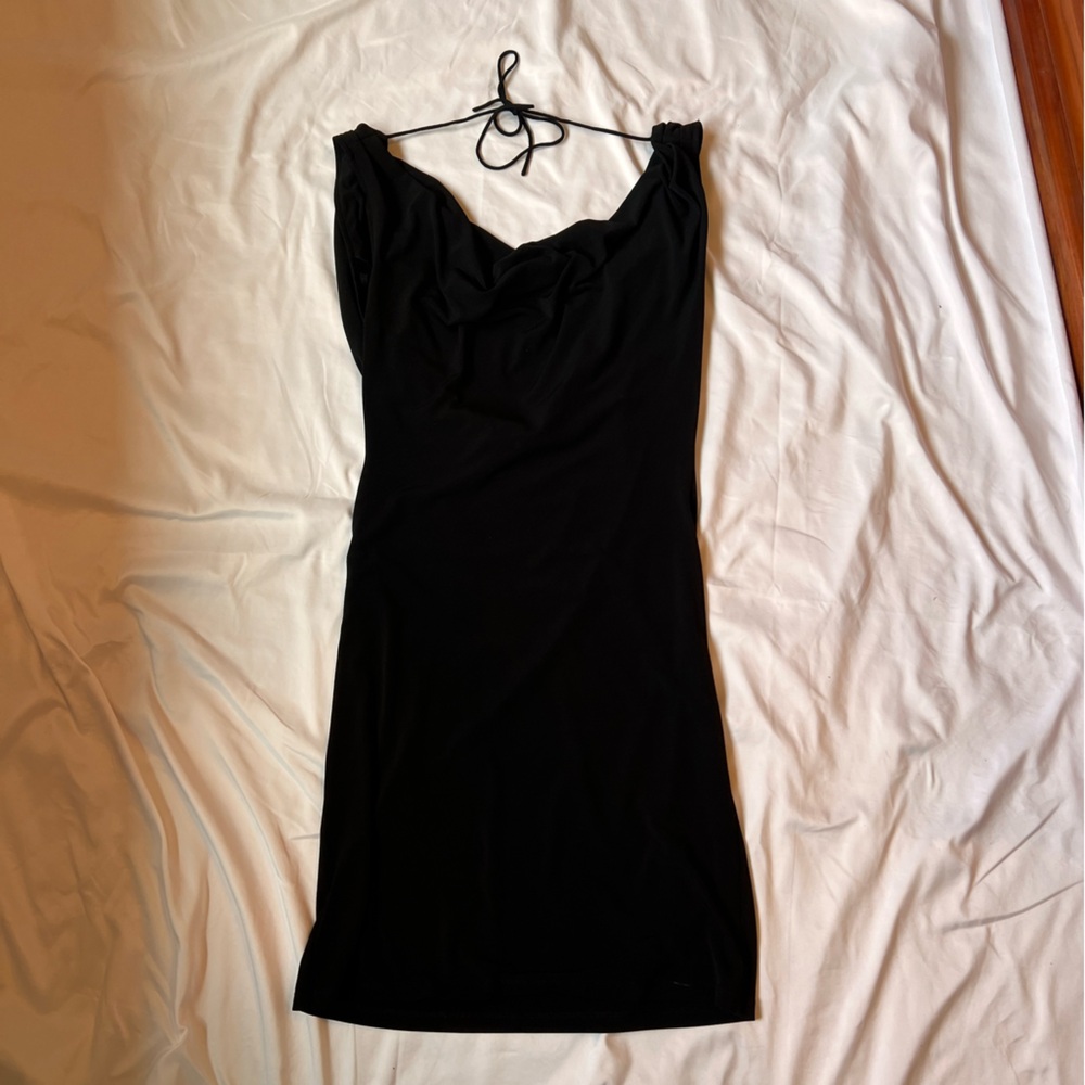 Backless black dress
